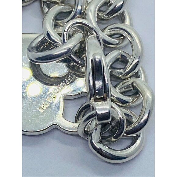 SOLD!!!Tiffany & Co Sterling Silver Blank Heart Tag Charm Bracelet 8" - Picture 8 of 9